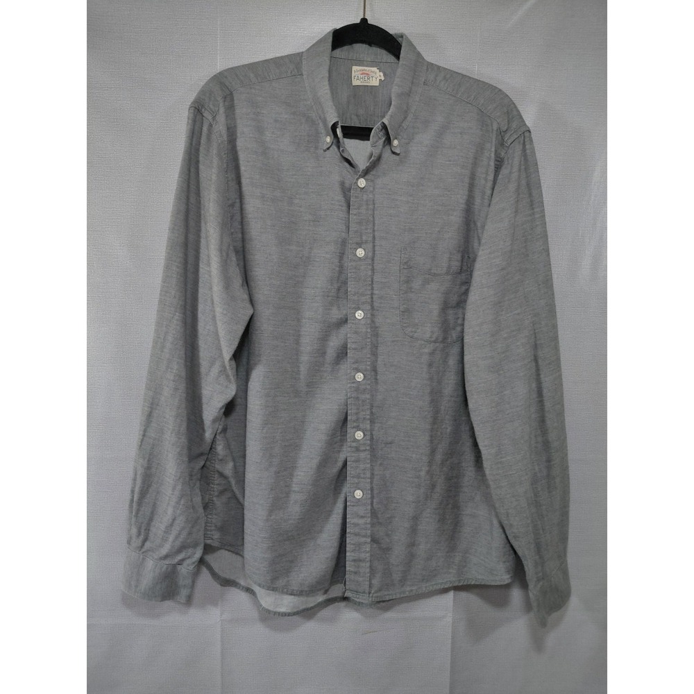 Faherty Long Sleeve Collared Button Down Shirt Men's XL Gray Tencel Cotton
